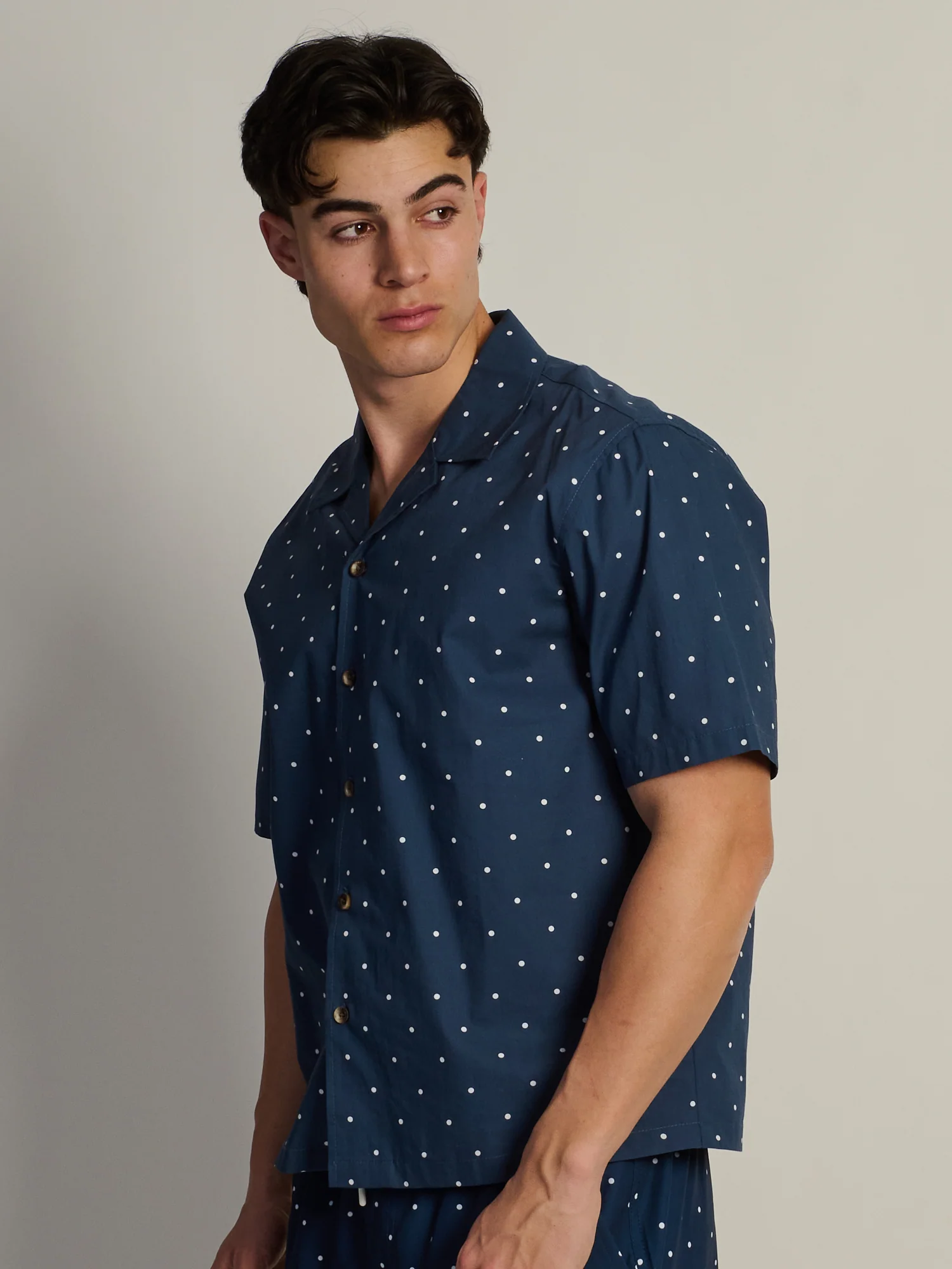 KOLBY DOTS S/C WOVEN SHIRT - NAVY - Image 3