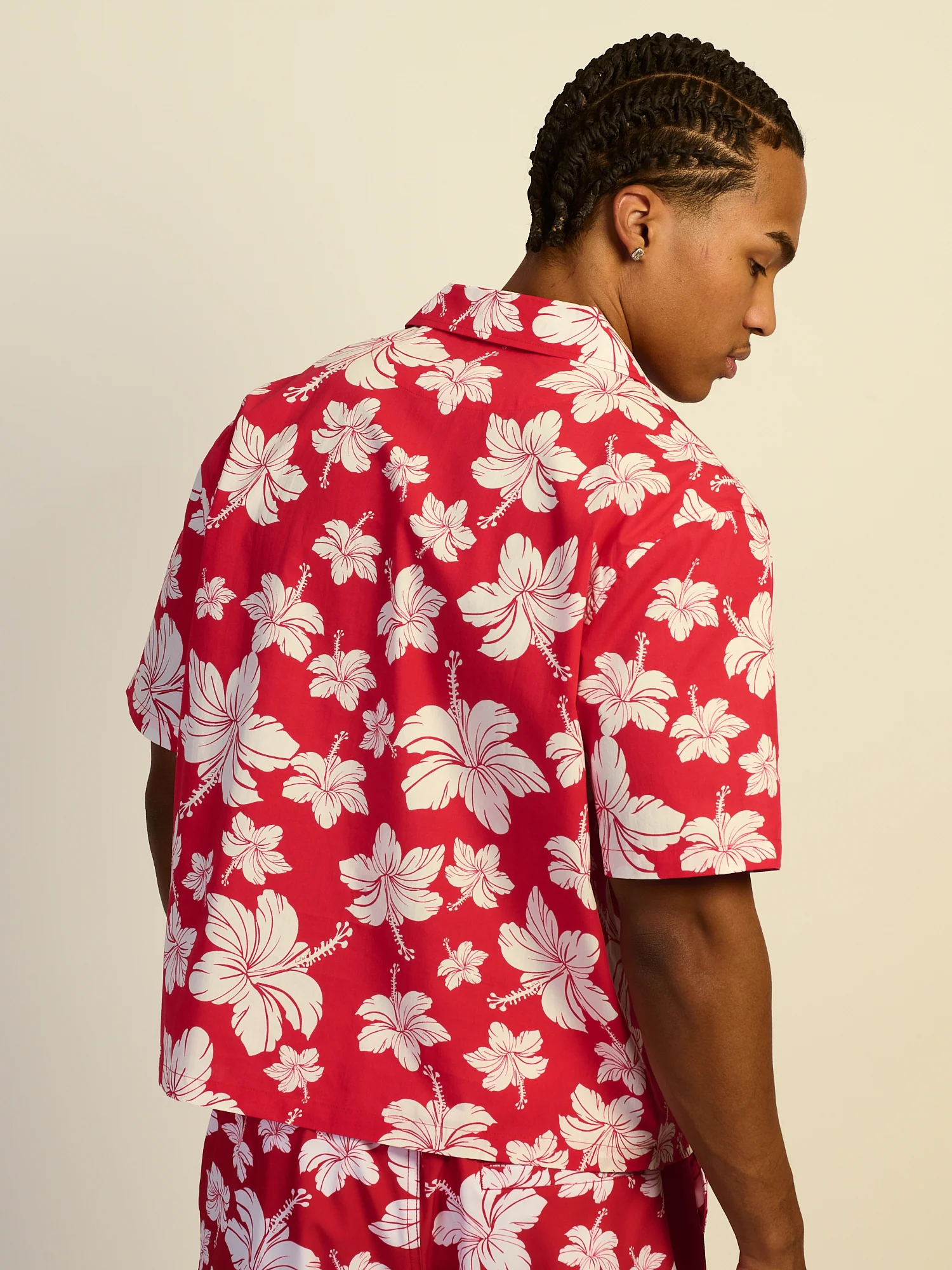 KOLBY SWIM HIBISCUS WOVEN SHIRT - RED - Image 4