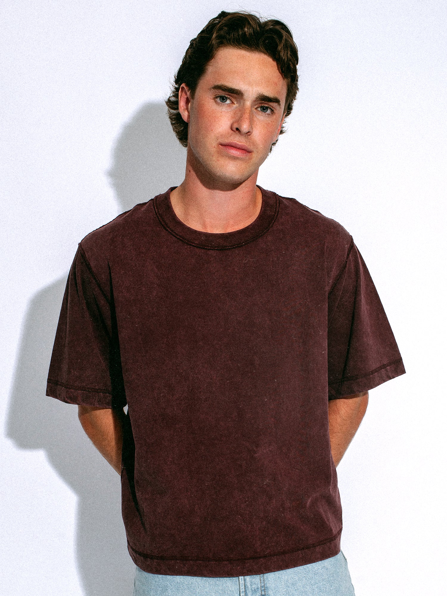 KOLBY SHORT CUT HEAVYWEIGHT TEE - PLUM - Image 7