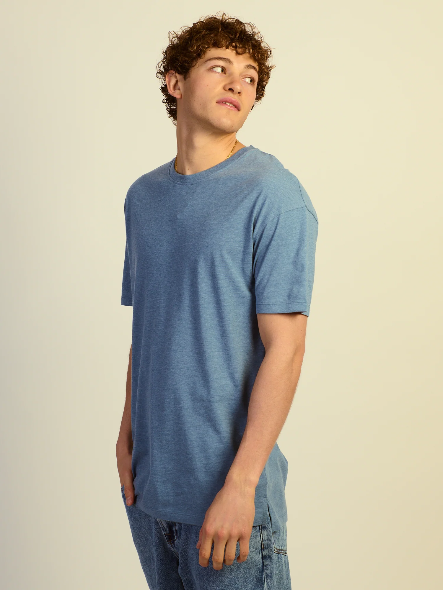 LONG FIT TEE - HEATHER BLUE - Image 3