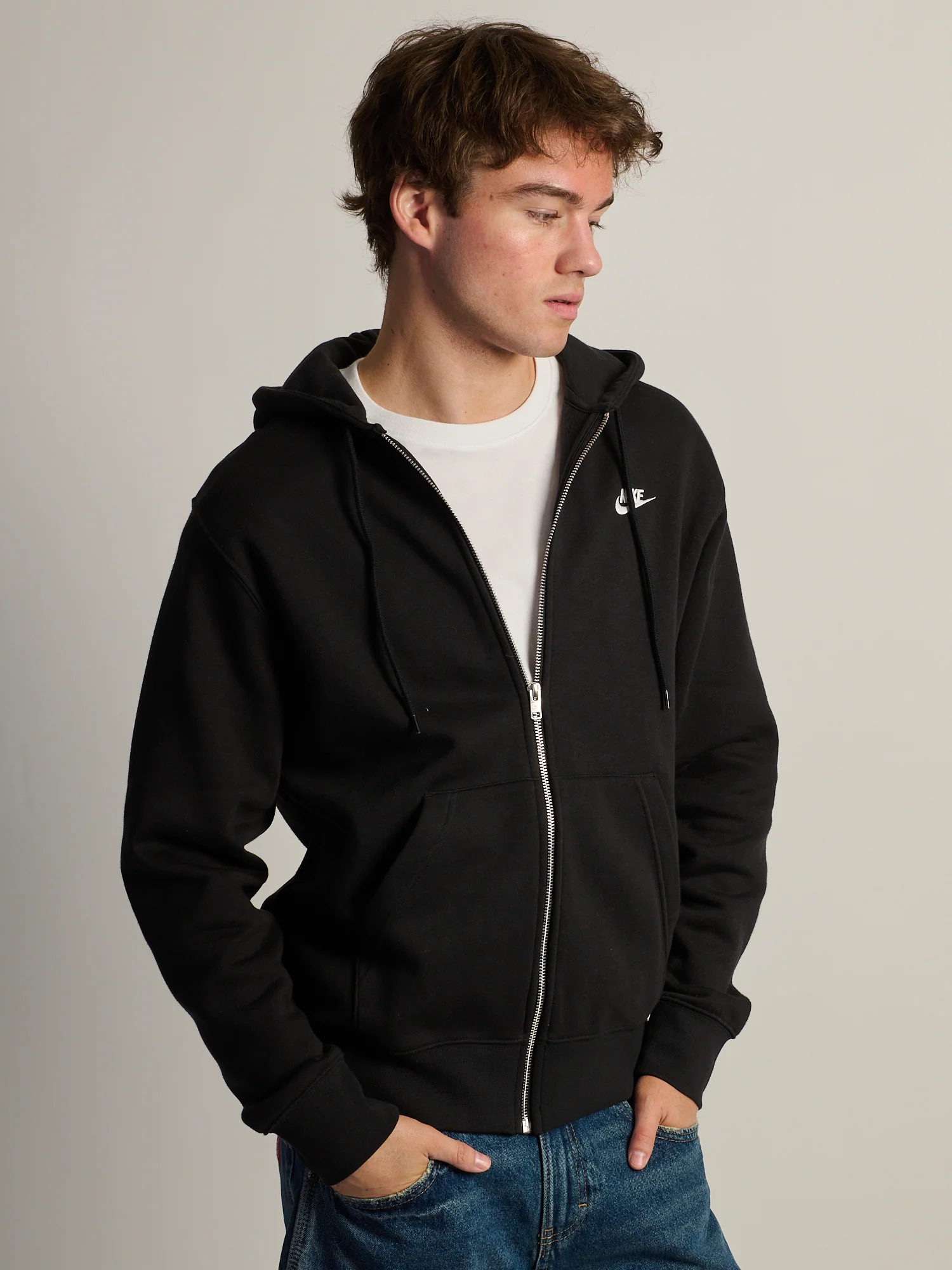 NIKE SPORTSWEAR CLUB FULL ZIP HOODIE - BLACK - Image 4