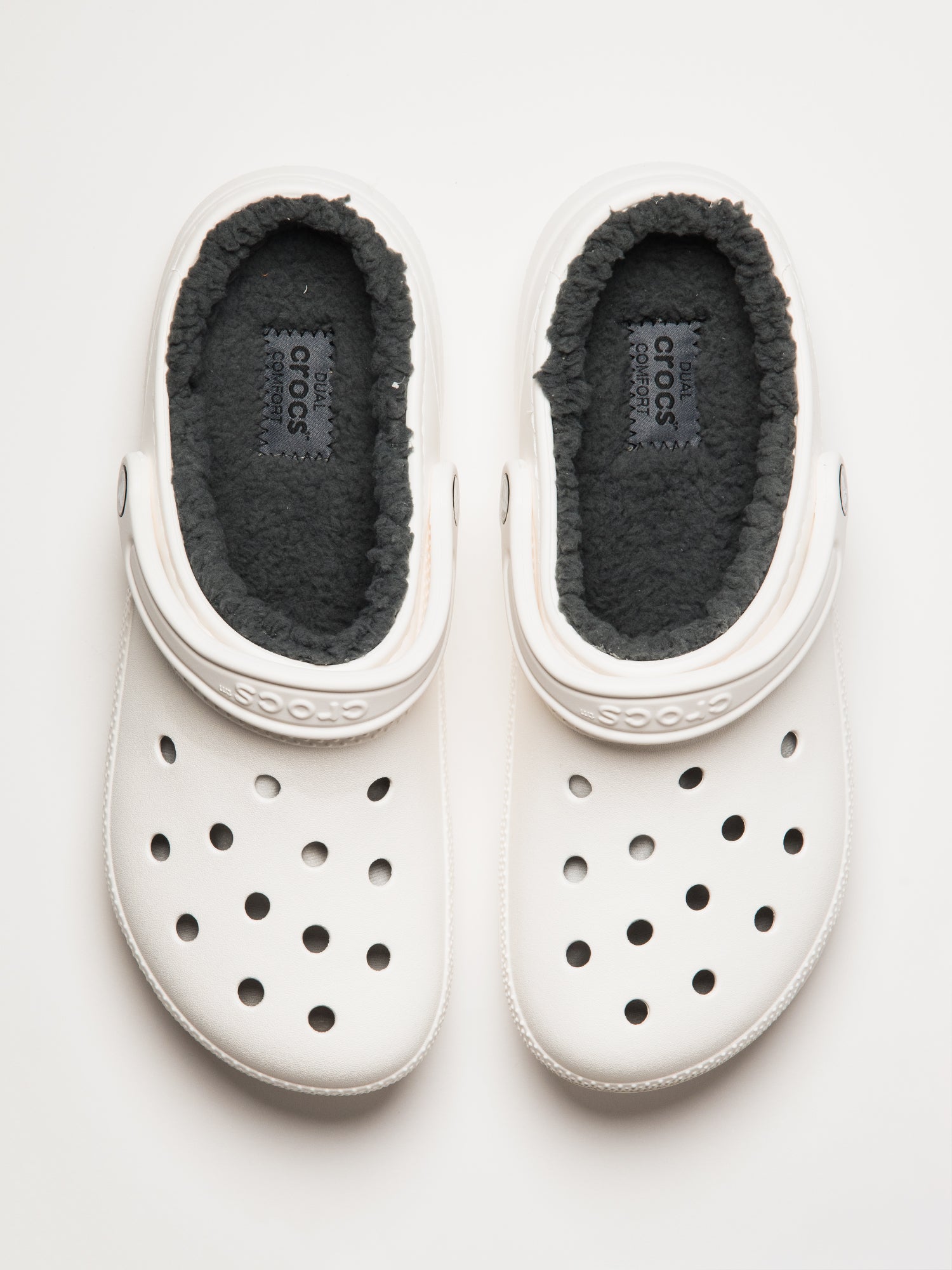 WOMENS CROCS CLASSIC LINED CLOG - WHITE/GREY - Image 4
